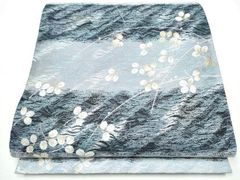 専用帯8338 ○高級 正絹 落款 作家物 藍染 片面全通 リバーシブル 袋帯