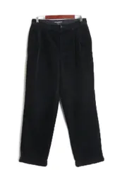 【お得なクーポン配布中!】 90s バナナリパブリック 太畝 コーデュロイ パンツ 実寸 32 31 / 古着 オールド スラックス ストレート ツータック 裾ダブル 無地 ブラック