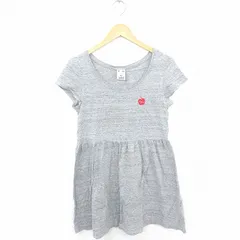 エックスガール x-girl ワンピース ひざ丈 丸首 ロゴ プリント プルオーバー 半袖 1 グレー 灰 /TT9