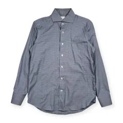 MACKINTOSH PHILOSOPHY Trotter マッキントッシュフィロソフィー 千鳥柄 ワイドカラー 長袖 シャツ 38/ブルー×ホワイト系 メンズ