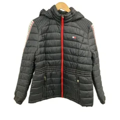 TOMMY HILFIGER(トミーヒルフィガー) ブルゾン サイズL / G レディース美品  - 黒×白×レッド 長袖/SPORT/中綿/秋/冬