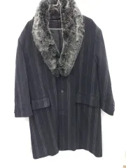 ブラック ストライプ ファー カラー コート105