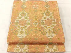 平和屋着物◎六通柄袋帯　洋花文　金糸　正絹　逸品　AABF2618uk