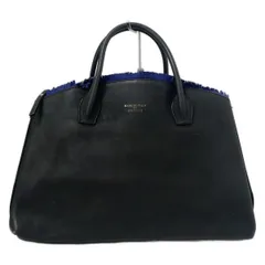 IACUCCI(イアクッチ) トートバッグ - 黒×ブルー フリンジ レザー