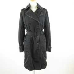 コムサデモード COMME CA DU MODE トレンチコート 長袖 ロング レザー 黒 9 *T98