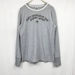 美品✨ サニースポーツ リンガー長袖Tシャツ グレー 綿混 アメリカ製生地 英字プリント クルーネック カットソー カジュアル 希少 レア 1点物 メンズ レディース ユニセックス 古着男子 古着女子 ストリート 爽やか 春物 秋物 冬物 シンプル 定番✨のサムネイル