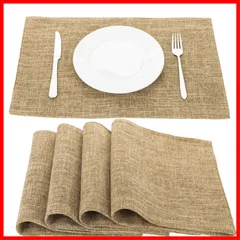 【即日発送】ランチョンマット布製 綿麻 マット 二層生地縫製 無地 和風 柔軟性 断熱 Senteria 滑り止め お手入れ簡単 丸洗い キッチン 家庭用 レストラン用 ４枚セット(マスタード)