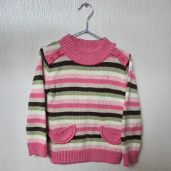 女の子 ピンク ストライプ ニット 100