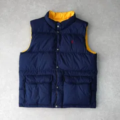 ポロ ラルフローレン スモールポニーロゴ リバーシブル ダウンベスト ネイビー / イエロー メンズ