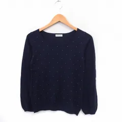 アースミュージック&エコロジー EARTH MUSIC & ECOLOGY ニット セーター 長袖 立体ドット ボートネック ネイビー /ST45