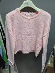 ピンク クロップド カーディガン ニット