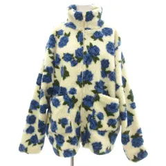 ジュエティ jouetie パターンボアジャケット ブルゾン オーバーサイズ ドロップショルダー M 白 ホワイト 青 ブルー /YJ ■FF