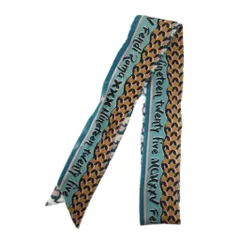 フェンディ FENDI ラッピー スカーフ ストール 総柄 ロゴ 青 ブルー マルチカラー