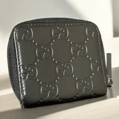 o86 GUCCI　グッチ　ブラック　グッチシマレザー　コインケース　小銭入れ