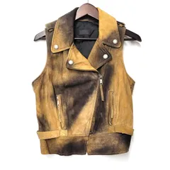 【中古品】DIESEL ディーゼル LAMB LEATHER RIDERS VEST ラムレザー ライダースベスト 【168-260122-as-14-izu】