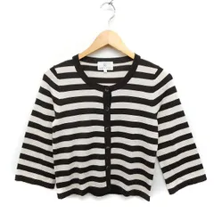 クミキョク 組曲 KUMIKYOKU ニット カーディガン ボーダー柄 七分袖 ウール混 2 ブラウン 茶 /FT31