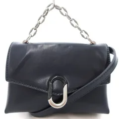 チャールズ&キース  CHARLES&KEITH ハンドバッグ ショルダー 2WAY チェーン ミニ レザー 紺 ネイビー シルバーカラー /OU ■