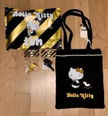 tbh HELLO KITTY ブラック GOLD ツアーベルベット キルティング トートバッグ エコバッグ