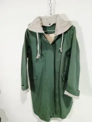 季節の変わり目 フード ロング マウンテンパーカー グリーン コート