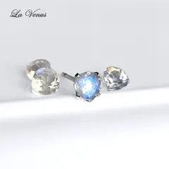 ✴︎月の雫✴︎ つけっぱなしOK インド産 天然 レインボームーンストーン 宝石質 AAA 一粒 マロンカット ピアス 4mm 316 片耳用 スタッド 6月誕生石