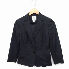 クミキョク 組曲 KUMIKYOKU テーラード ジャケット アウター 七分袖 無地 コットン 綿 2 ブラック 黒 /FT15