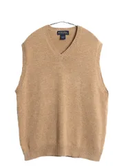 【お得なクーポン配布中!】 ブルックスブラザーズ Vネック ニット ベスト メンズ M / イタリアン ラム ウール セーター プルオーバー 重ね着 無地 シンプル ブラウン
