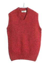 【お得なクーポン配布中!】 80s エルエルビーン Vネック ニット ベスト メンズ M 小さめ S 程 ヴィンテージ ウール プルオーバー セーター 無地 重ね着 シンプル 杢赤