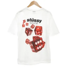 ステューシー STUSSY 美品 25SS Rollers Dice Tee Tシャツ バックプリント ロゴ 半袖 M 白 ホワイト 赤 レッド /JS ■MNK2