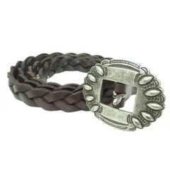 ポロ ラルフローレン POLO RALPH LAUREN ベルト 編み込み メッシュ レザー 茶 ブラウン シルバー