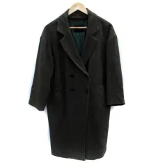 アーバンリサーチ URBAN RESEARCH チェスターコート ノーカラーコート 2WAY ロング丈 ダブルボタン ヘリンボーン柄 F 茶 ダークブラウン /SM43