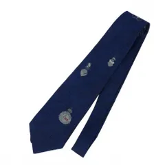 ドミニクフランス Dominique France ドミニックフランス エンブレム柄 シルク ネクタイ 総柄 紋章 青 紺 ブルー ネイビー