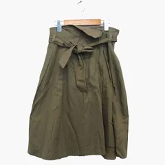 ガリャルダガランテ GALLARDAGALANTE フレア スカート ロング ミモレ丈 コットン 綿 デニム タック ウエストリボン 1 カーキ /HT8