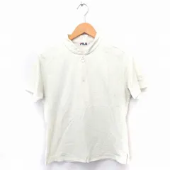 フィラ FILA Tシャツ カットソー ジッパー 半袖 コットン 綿 パイル地 M オフホワイト 白 /FT27