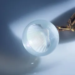 貝殻入り 透明 球体チャーム｜夏アクセ 海モチーフ クリア ストラップ 約1.8cm