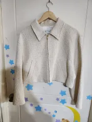 ザラ ツイード クロップド ジャケット アイボリー