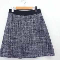 インディヴィ INDIVI スカート 台形 ひざ丈 総柄 配色 ウール混 38 ネイビー ブラック 紺 黒 /MT13