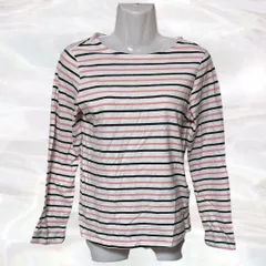 mili an deni　ミリアンデニ 　カットソー　ホワイト　レディース　ボーダー　長袖　ラウンドネック　カジュアル