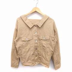 オリーブデオリーブ OLIVE des OLIVE ジャンパー ブルゾン アウター レースアップ リボン 無地 コットン 綿 M ベージュ /FT43