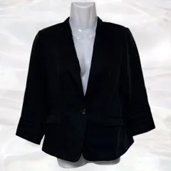 GLACIER　グラシア　ノーカラージャケット　ブラック　レディース　ポケットあり　無地　シンプル　ビジネス　オフィスカジュアル