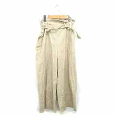 アズールバイマウジー AZUL by moussy パンツ ワイド ハイウエスト ベルト 無地 シンプル 綿 コットン S ベージュ 茶 /TT1
