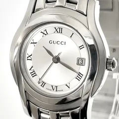 【グッチ 5500L レディース 腕時計 磨き済み 美品】GUCCI 電池新品 シルバー文字盤