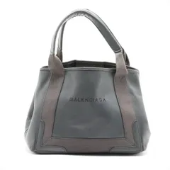 バレンシアガ ネイビーカバス レザー トート バッグ 肩掛け ショルダー ハンド 本革 ブラック 黒 レディース MMM DF56-10【中古】