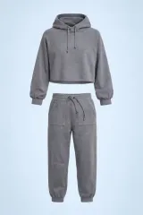 ザラ フード クロップド 上下セット トレーナー