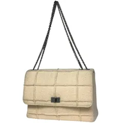 シャネル CHANEL 2.55ライン チェーン ショルダーバッグ ロゴ Wチェーン ショルダーバッグ ファブリック アイボリー レディース 【中古】
