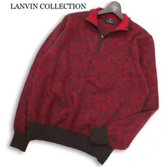 LANVIN COLLECTION ランバン コレクション 秋冬 幾何学総柄★ ウール100% ハーフジップ ニット セーター Sz.L メンズ 日本製のサムネイル