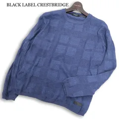 BLACK LABEL CRESTBRIDGE ブラックレーベル クレストブリッジ 通年 チェック柄★ ニット セーター Sz.M　メンズ ネイビー
