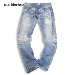 MARBLES マーブルズ 通年 ダメージ加工★ 赤耳 セルビッチ デニム パンツ ジーンズ Sz.M　メンズのサムネイル