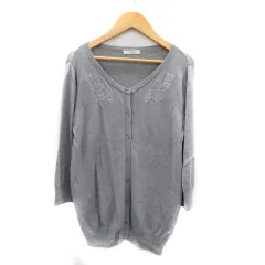 テチチ Te chichi カーディガン ミドル丈 花柄刺繡 M グレー /YK38