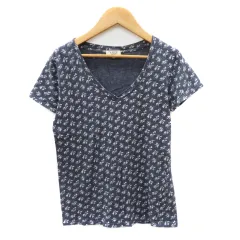 エーグル AIGLE カットソー 半袖 花柄 M 紺 ネイビー ライトピンク /YK24