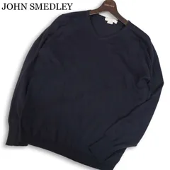 英国製 JOHN SMEDLEY for BEAMS F ジョンスメドレー × ビームスF 通年★ Vネック コットン ニット セーター Sz.S メンズ 紺